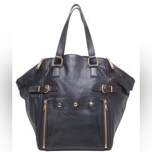 YSL Black Leather Downtown Tote Bag